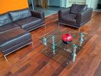 Uitdraaibare glazen design salontafel 80x80, Huis en Inrichting, Ophalen, Zo goed als nieuw, Glas