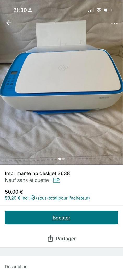 Imprimante hp desk jet 3638: scan, copy,print, web, Computers en Software, Printers, Zo goed als nieuw, Printer, Ophalen