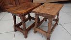 Twee rechthoekige sidetables oud hout., Minder dan 45 cm, Minder dan 55 cm, Gebruikt, Rechthoekig