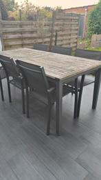 houten tafel met 6 stoelen, Jardin & Terrasse, Tables de jardin, Enlèvement, Utilisé