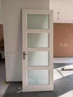 Witte houten binnendeur met glas, Ophalen, 80 tot 100 cm, 215 cm of meer, Binnendeur