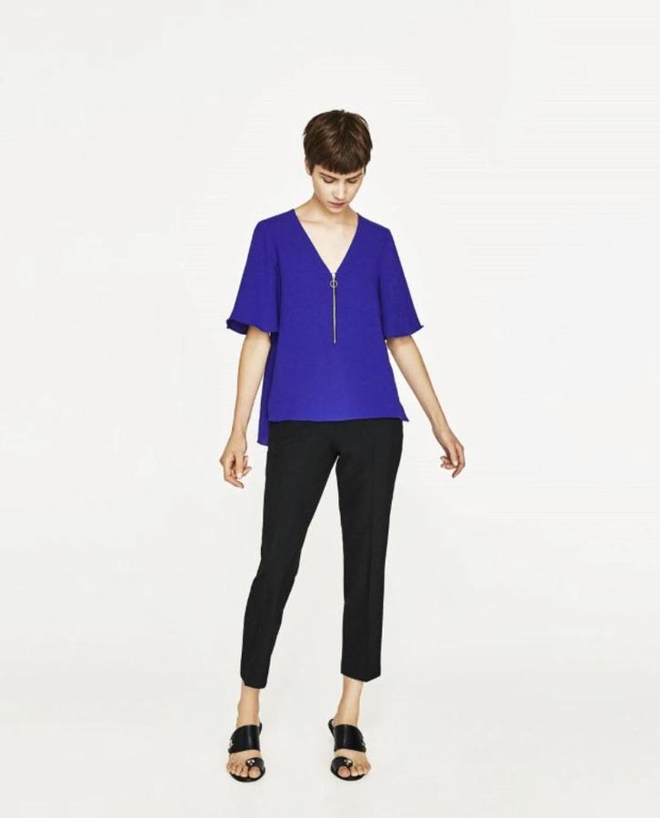 Blauw tshirt van Zara - small, Kleding | Dames, T-shirts, Blauw, Verzenden