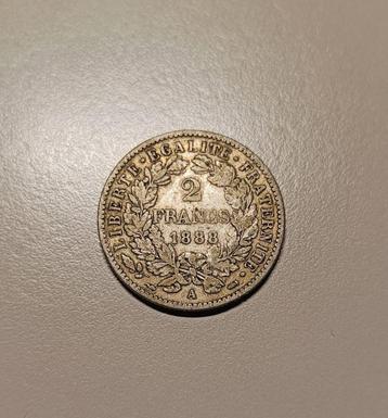 Uitstekende Franse 2 Fr muntstuk 1888 (Key Date) beschikbaar voor biedingen