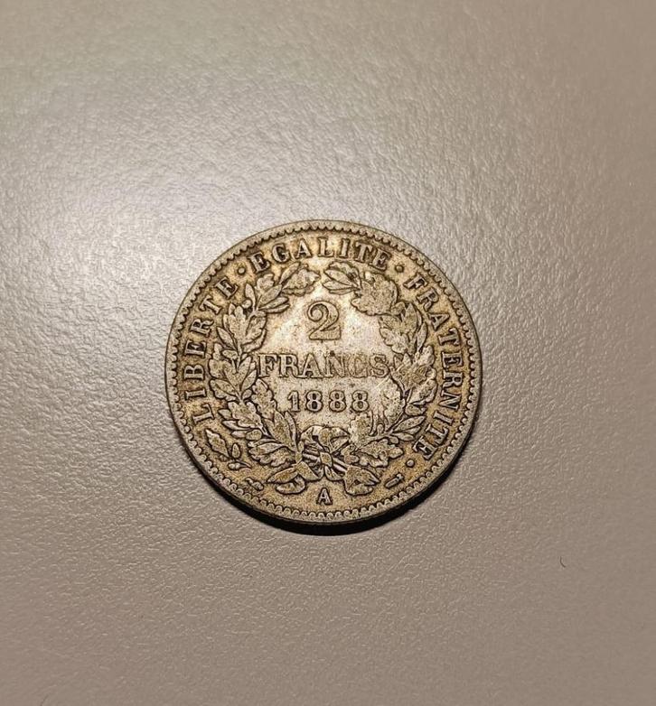 Uitstekende Franse 2 Fr muntstuk 1888 (Key Date), Postzegels en Munten, Munten | België, Losse munt, Zilver, Zilver, Ophalen