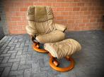 Stressless zetel met voetbank, Huis en Inrichting, Fauteuils, Ophalen, Gebruikt, Leer