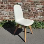 6 stoelen wit leder/massief eik "MOODS", Huis en Inrichting, Stoelen, Ophalen, Wit, Hout, Zo goed als nieuw
