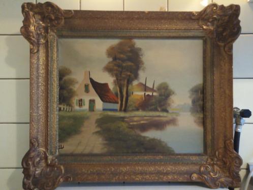 Te koop prachtig schilderij oud Hollands landschap., Antiquités & Art, Art | Peinture | Classique, Enlèvement ou Envoi