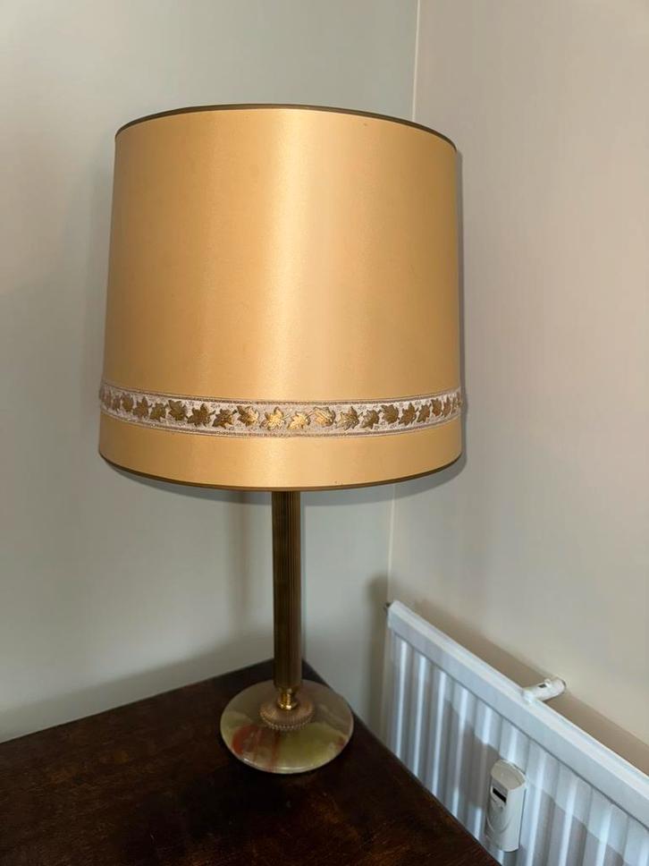 Lampe vintage avec pied en onyx, Huis en Inrichting, Lampen | Lampenkappen, Zo goed als nieuw, Crème, Ophalen