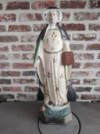 Gips Sint Amelberga heilig beeld met vis, Temse, Gebruikt, Ophalen of Verzenden, Christendom | Katholiek, Beeld(je)