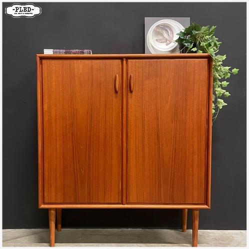 Vintage teak houten highboard van Heinrich Riestenpatt, Huis en Inrichting, Kasten | Dressoirs, Gebruikt, 50 tot 100 cm, 25 tot 50 cm