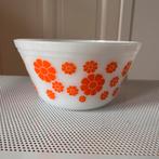 Vintage vuurvaste kom - Federal Glass - oranje bloemen, Ophalen of Verzenden