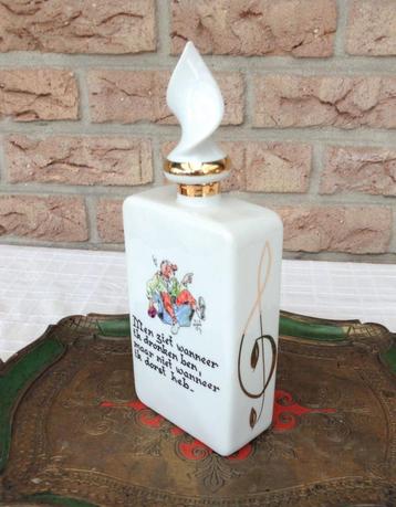 Vintage porseleinen karaf met cartoons en spreuken jaren 70 beschikbaar voor biedingen
