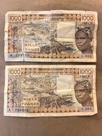 Billets 1000 francs Afrique de l’Ouest 1981 A et H