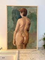 KUNST VINTAGE SCHILDERIJ NAAKT KADER LIJST GROOT VAN DESSEL, Ophalen of Verzenden