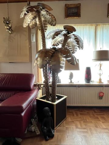 Verkocht !  3 stam Palmboom lamp  messing   2m50 H zeer oud, Enlèvement, Design vintage, 200 cm ou plus