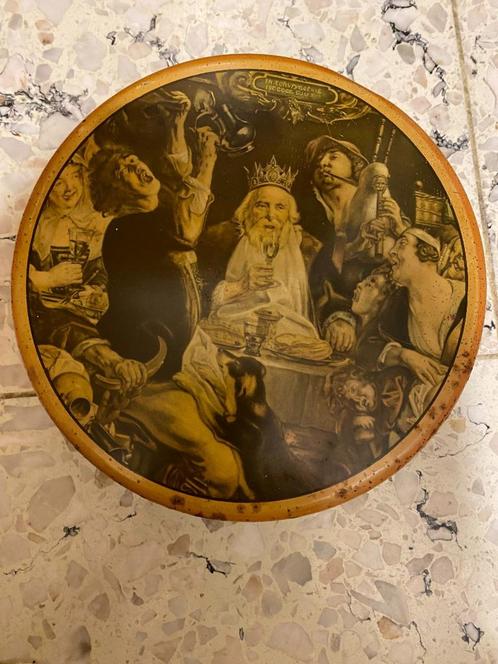vintage blik met De Koning Drinkt, Verzamelen, Blikken, Gebruikt, Koek(jes), Overige merken, Ophalen