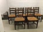 50euro: 6 Massief eikenstoelen met nieuwe zitting (6stuks), Huis en Inrichting, Stoelen, Ophalen, Gebruikt, Bruin, Vijf, Zes of meer stoelen