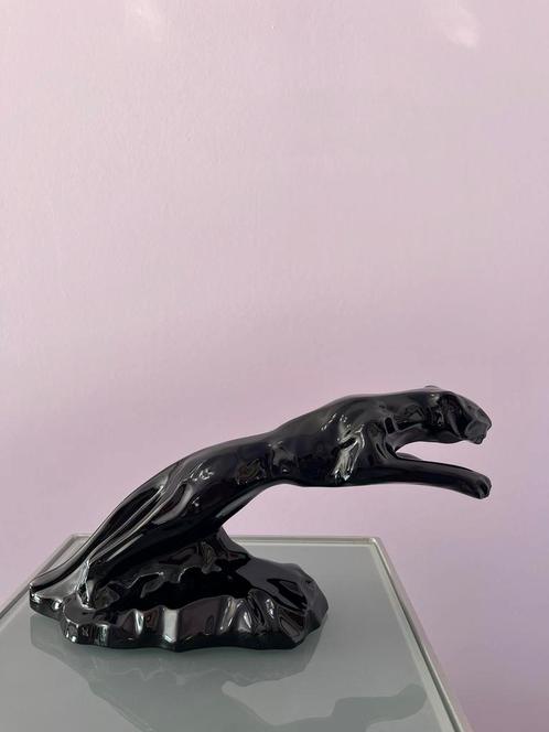 Val-Saint-Lambert panter in zwarte kristal ., Antiek en Kunst, Kunst | Designobjecten, Ophalen of Verzenden