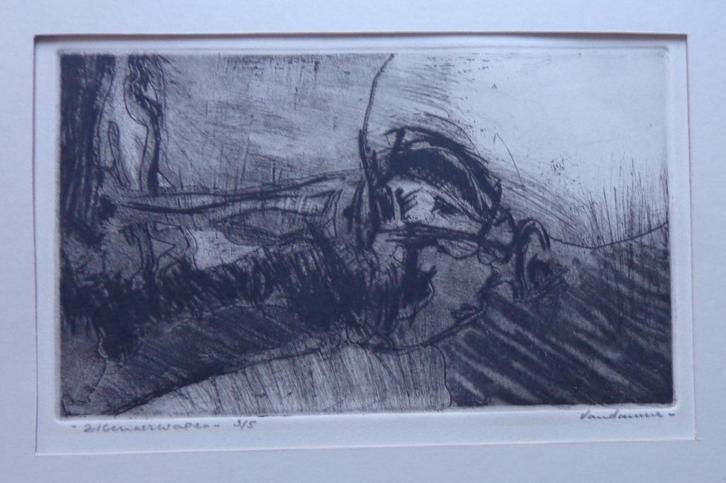 VANDAMME / ZIGEUNERWAGEN / ZW-W ETS / 57x38cm / SIG / PASSE, Antiek en Kunst, Kunst | Etsen en Gravures, Ophalen of Verzenden