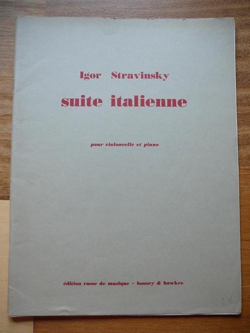 Bladmuziek cello en piano Igor Stravinsky Suite italienne, Musique & Instruments, Partitions, Utilisé, Artiste ou Compositeur