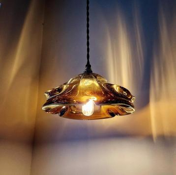 Lampe suspendue vintage en verre Val Saint Lambert., Enlèvement ou Envoi