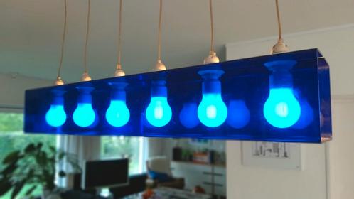 Blauwe vintage Italian design hanglamp, Huis en Inrichting, Lampen | Hanglampen, Zo goed als nieuw, Minder dan 50 cm, Kunststof