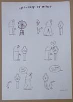 KAMAGURKA / BERT & BOBJE / ZW-W ZEEFDRUK / 100x70cm / MONO, Antiek en Kunst, Kunst | Litho's en Zeefdrukken, Ophalen of Verzenden