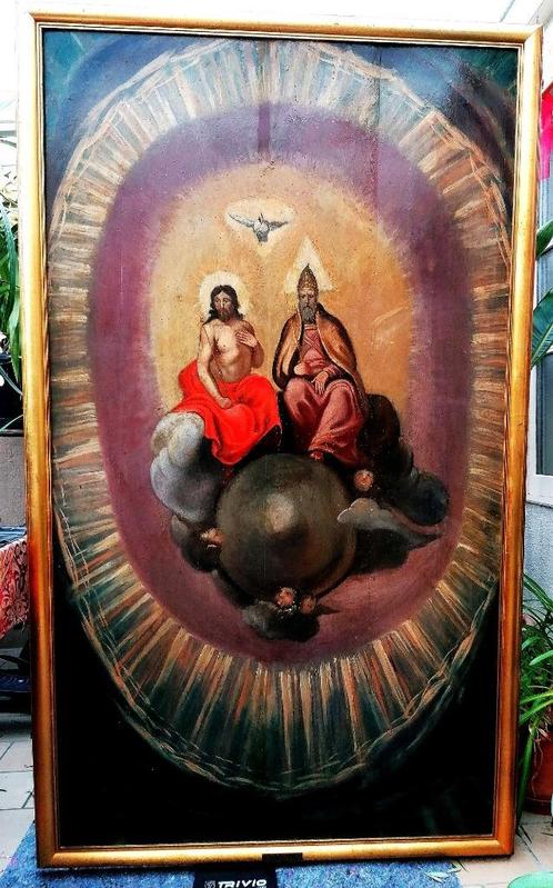 très ancienne peinture sur panneau « Sainte Trinité », Antiquités & Art, Art | Peinture | Classique, Enlèvement