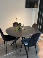 Zwart eikenhout eettafel, Huis en Inrichting, Tafels | Eettafels, 100 tot 150 cm, Modern, Rond, Gebruikt