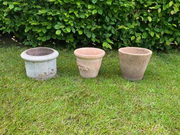 3 terracotta potten