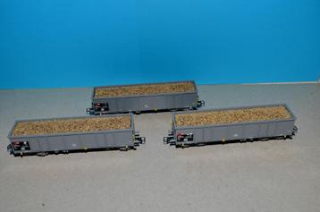 ROCO HO SET 3 WAGONS Eaos SBB-CFF CHARGES BETTERAVES 