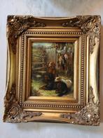 Petit cadre peinture chiens - inconnu, Antiquités & Art, Enlèvement ou Envoi