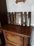 Rustieke massief eiken kapstok spiegel perfecte staat  38/70, Antiek en Kunst, Ophalen, Rechthoekig, 50 tot 100 cm, Minder dan 100 cm