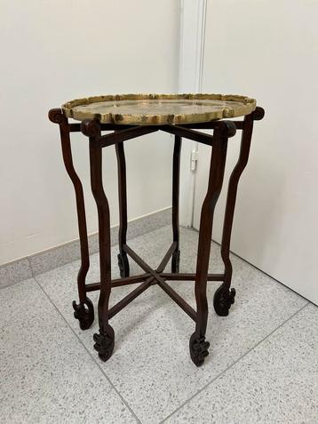 Antiek houten bijzettafel met dienblad, Antiek en Kunst, Ophalen