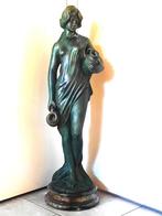 Leuk Antieke bronzen standbeeld met marmeren voet- H, 80 cm, Bronze, Enlèvement