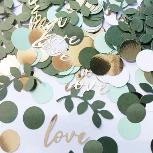 Lot 10 zakjes tafelconfetti - thema 'Eucalyptus', Hobby en Vrije tijd, Feestartikelen, Nieuw, Versiering, Ophalen of Verzenden