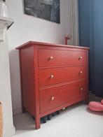 Rode houten ladenkast Ikea Hemnes, Ophalen, Gebruikt, 100 tot 150 cm, 3 of 4 laden