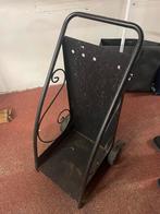 Charriot porte buches a roulettes en meral noir, Maison & Meubles, Cheminées, Enlèvement, Comme neuf