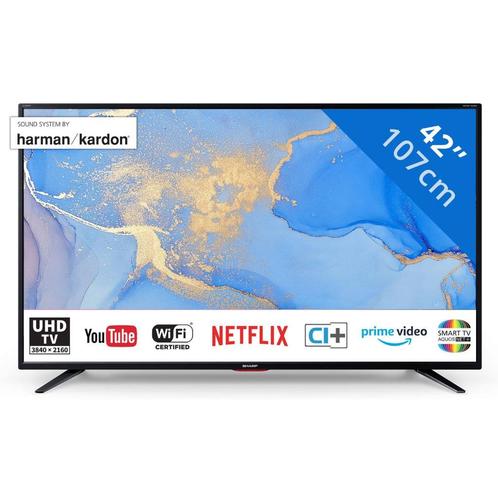 Smart 4K Tv Sharp met WiFi 107cm/42 inch, TV, Hi-fi & Vidéo, Télévisions, Comme neuf, LCD, 100 cm ou plus, 4k (UHD), Sharp, Smart TV