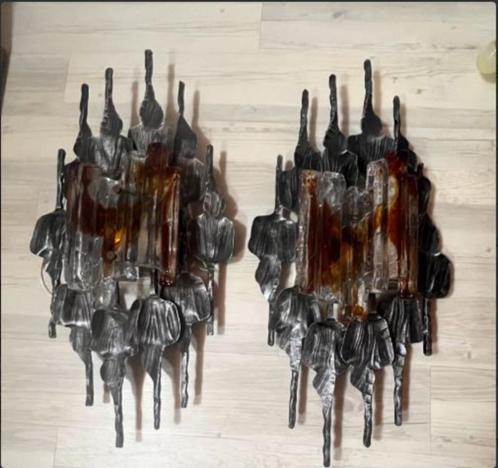 vintage xl brutalist  Ahlström & Ehrlich wandlampen set, Huis en Inrichting, Lampen | Wandlampen, Zo goed als nieuw, Glas, Metaal