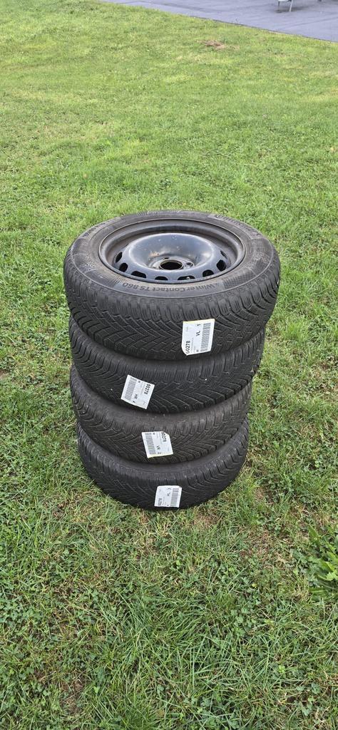 4 pneus hiver Continental WinterContact avec jantes tôle, Autos : Divers, Pièces de sport automobile, Comme neuf, Enlèvement