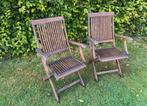 2 teak stoelen (inklapbaar), Tuin en Terras, Tuinstoelen, Ophalen, Gebruikt, Teakhout, Inklapbaar