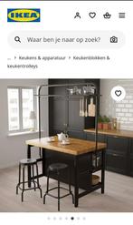 îlot de cuisine + 2 tabourets de bar - IKEA - Îlot pour cuis, Enlèvement, Comme neuf, Noir