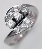 18 karaat wit gouden diamanten ring, Handtassen en Accessoires, Ophalen of Verzenden, Zo goed als nieuw, Wit