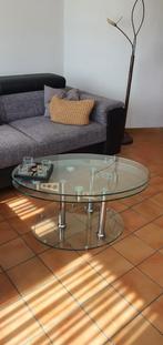 Glazen salontafel met draaibare bladen, Huis en Inrichting, Ophalen, 50 tot 100 cm, 50 tot 100 cm, Zo goed als nieuw