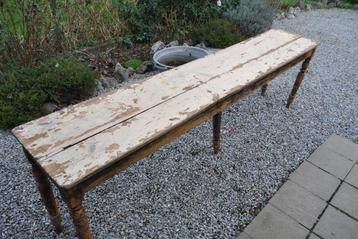 Rare ancienne grande table étroite de réfectoire d'école beschikbaar voor biedingen