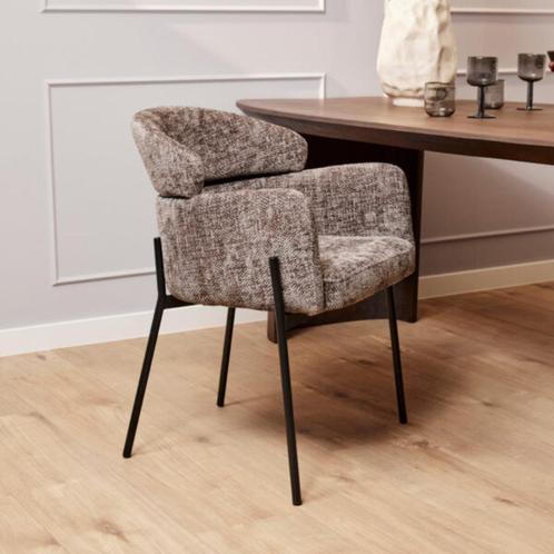 6x warm grijze eetkamerstoel, Huis en Inrichting, Stoelen, Nieuw, Vijf, Zes of meer stoelen, Stof, Grijs, Ophalen of Verzenden