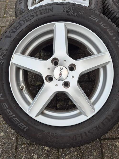 Dezent 15 inch velgen 4x100 met nieuwe banden 185/65/15 m+s, Auto-onderdelen, Banden en Velgen, Banden en Velgen, All Season, 15 inch