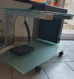 Tv meubel met glazen blad, Huis en Inrichting, Kasten |Televisiemeubels, Ophalen, 100 tot 150 cm, Zo goed als nieuw, Glas