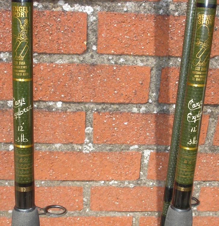 2 vintage karperhengels Carp Explorer van R & C 12ft 3 lb, Watersport en Boten, Hengelsport | Karpervissen, Gebruikt, Werphengel